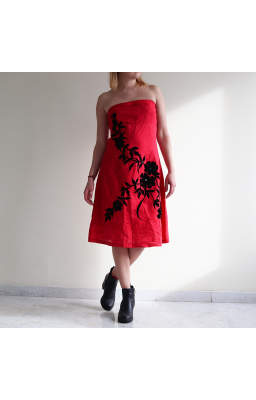 Red & Black Floral Dress