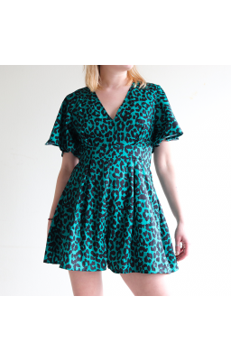 Green Leopard Playsuit